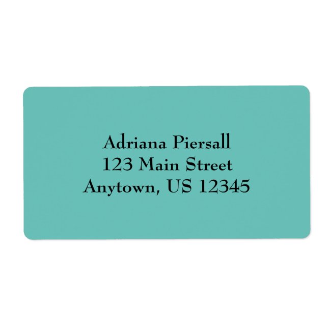 Aqua Blue Simple Plain Shipping Labels (Front)