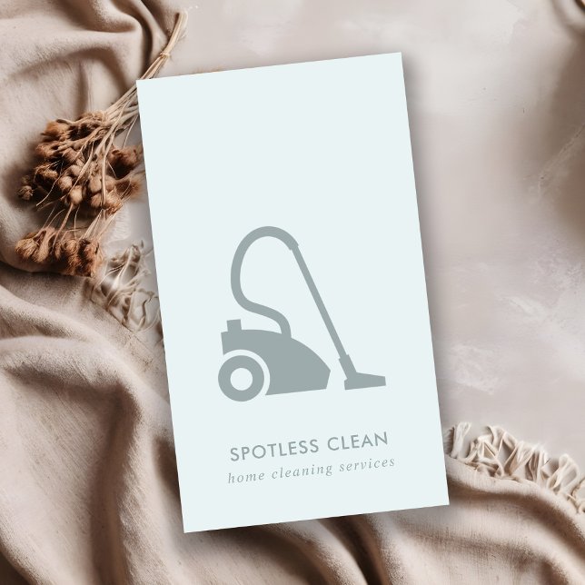 AQUA BLUE SIMPLE VACUUM CLEANER CLEANING SERVICE BUSINESS CARD (Creator Uploaded)