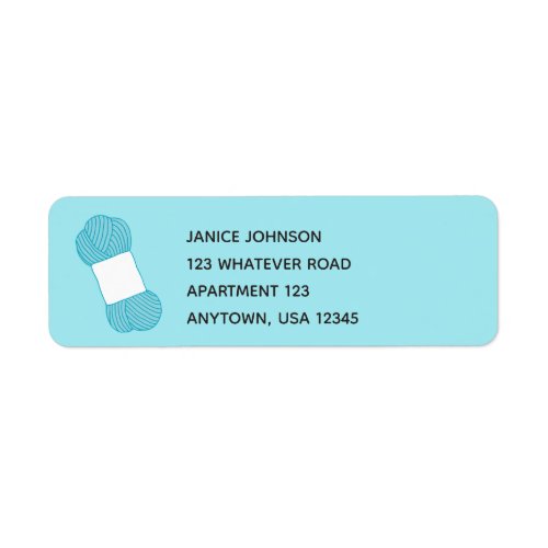 Aqua Blue Skein of Yarn Return Address Label