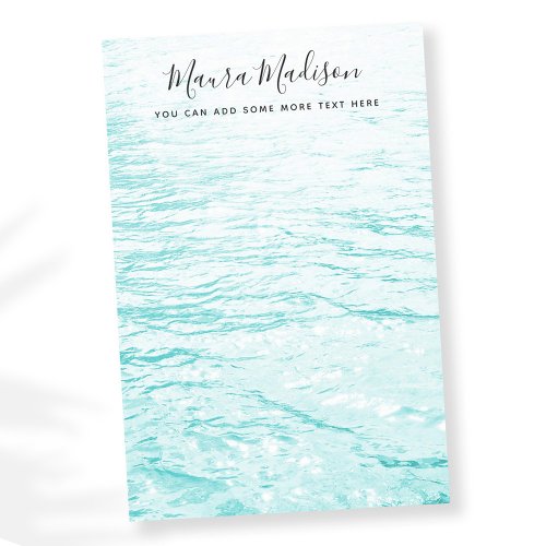 Aqua blue sparkling water waves post_it notes