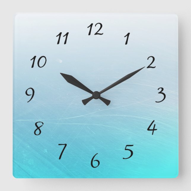 Aqua Blue Square Clock (Front)