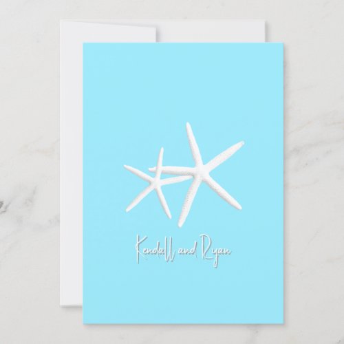 Aqua Blue Starfish Beach Wedding Invitations