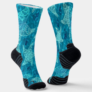 Aqua Blue Starfish Pattern Socks