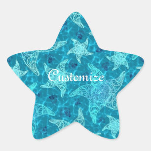 Aqua Blue Starfish Pattern Stickers
