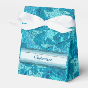 Aqua Blue Starfish Pattern Tent Favor Box