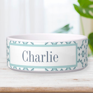 Aqua Blue Stars Dog Bowl