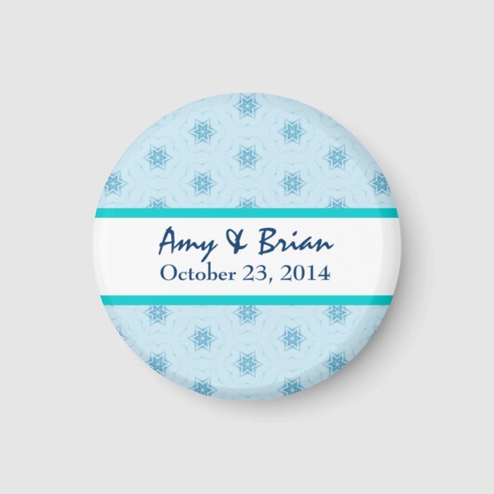 Aqua Blue Stars Save the Date Wedding Magnet