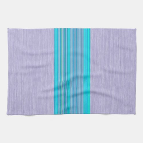 Aqua Blue Striped Pattern on Silver Gray Kitchen Towel