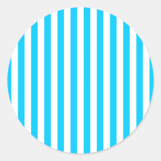 Aqua Blue Stripes Classic Round Sticker