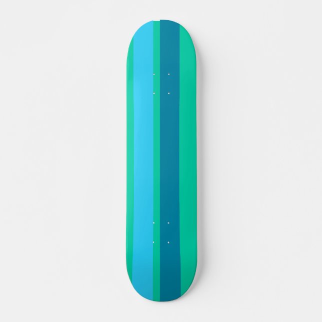 Aqua Blue Stripes Skateboard Deck (Front)