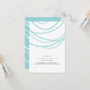 Aqua Blue Stylish Sparkling Lights Classy Wedding Invitation