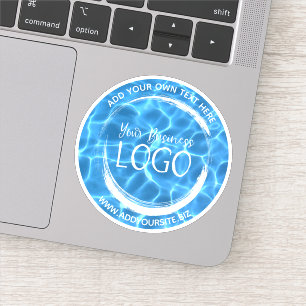 Aqua Blue Swimming Pool Business Logo Circle Sticker
