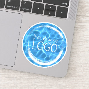 Aqua Blue Swimming Pool Business Logo Circle Sticker