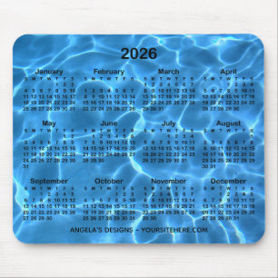 Aqua Blue Swimming Pool Calendar Promotional Mouse Pad