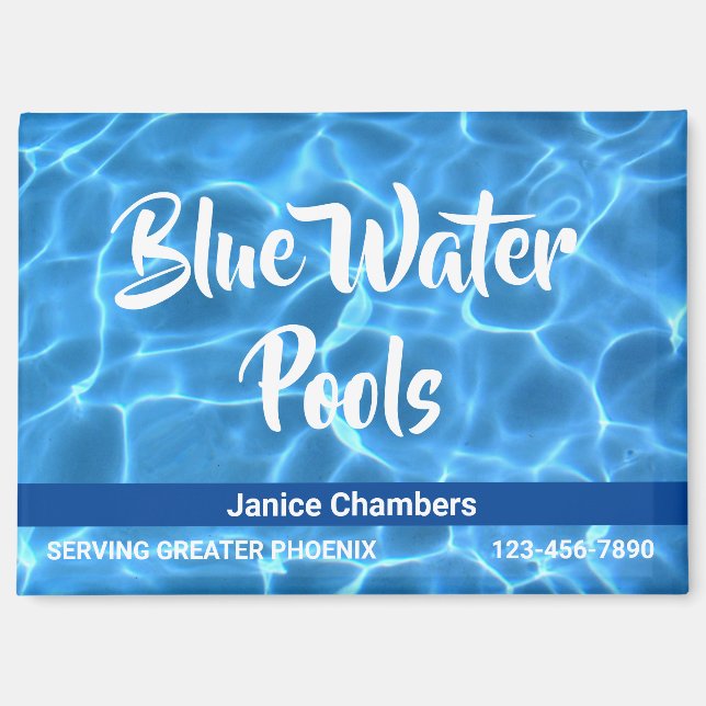 Aqua Blue Swimming Pool Cleaning Service Magnet (Front)