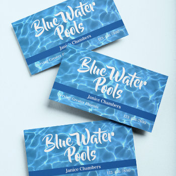 Aqua Blue Swimming Pool Photo Business Card by annaleeblysse at Zazzle