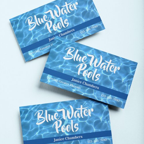 Aqua Blue Swimming Pool Photo Business Card