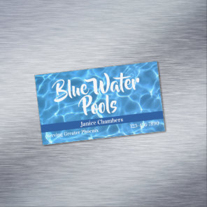 Aqua Blue Swimming Pool Photo Business Card Magnet