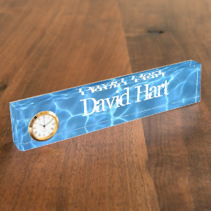 Aqua Blue Swimming Pool Photo Desk Name Plate