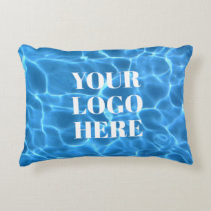 Aqua Blue Swimming Pool Photo for Your Logo Accent Pillow