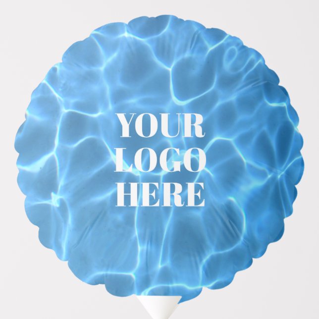 Aqua Blue Swimming Pool Photo for Your Logo Balloon (Front)