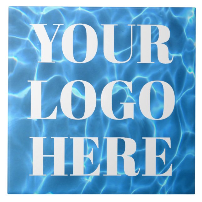 Aqua Blue Swimming Pool Photo for Your Logo Ceramic Tile (Front)