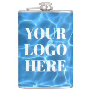 Aqua Blue Swimming Pool Photo for Your Logo Flask