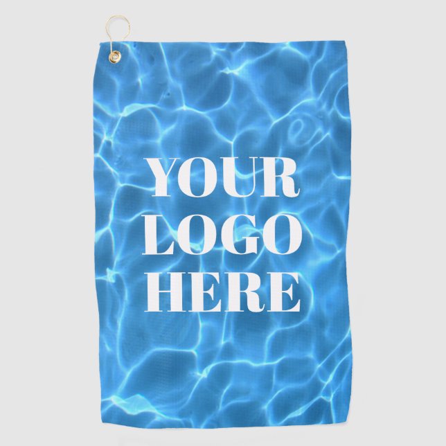 Aqua Blue Swimming Pool Photo for Your Logo Golf Towel (Front)
