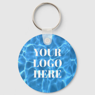 Aqua Blue Swimming Pool Photo for Your Logo Keychain