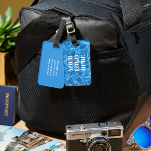 Aqua Blue Swimming Pool Photo for Your Logo Luggage Tag