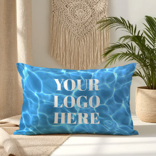 Aqua Blue Swimming Pool Photo for Your Logo Lumbar Pillow