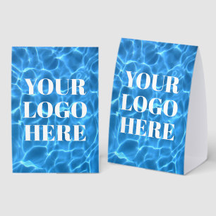 Aqua Blue Swimming Pool Photo for Your Logo Paper Table Tent