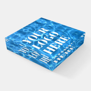 Aqua Blue Swimming Pool Photo for Your Logo Paperweight