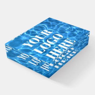 Aqua Blue Swimming Pool Photo for Your Logo Paperweight