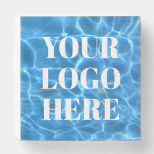 Aqua Blue Swimming Pool Photo for Your Logo Wooden Box Sign