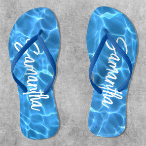 Aqua Blue Swimming Pool Photo Personalized Flip Flops
