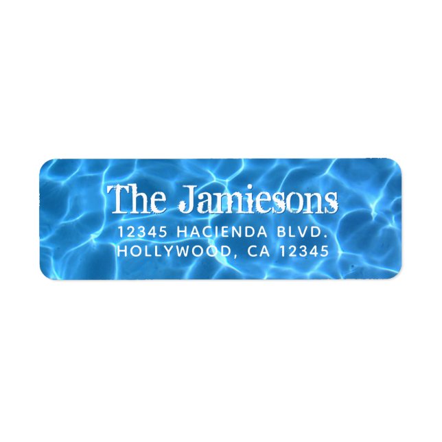Aqua Blue Swimming Pool Photo Splash Label (Front)