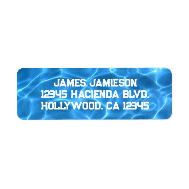 Aqua Blue Swimming Pool Photo Sport Label (Front)