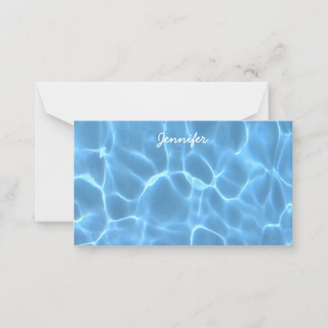 Aqua Blue Swimming Pool Soft Colors Photo Note Card (Front)
