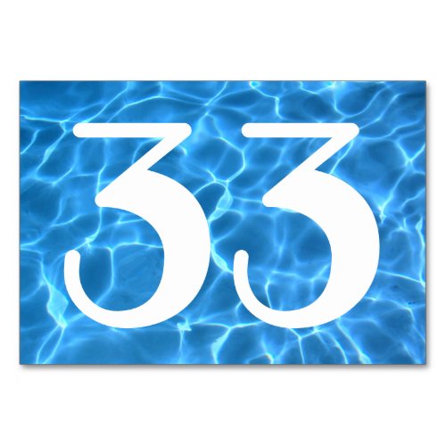 Aqua Blue Swimming Pool Table Number