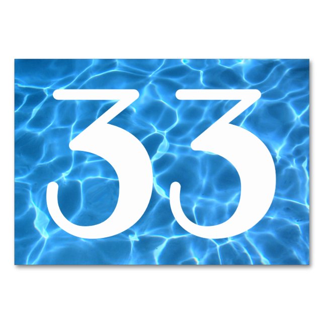 Aqua Blue Swimming Pool Table Number (Front)