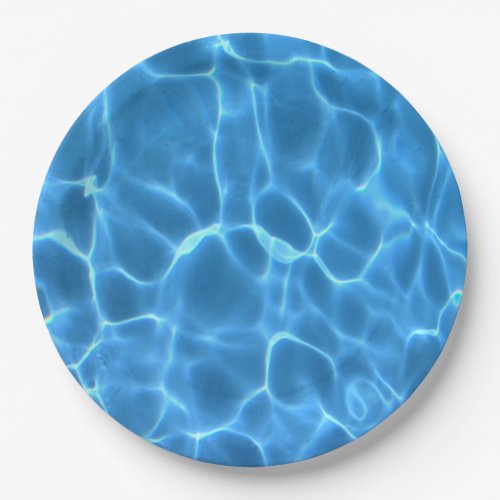 Aqua Blue Swimming Pool Water Paper Plates