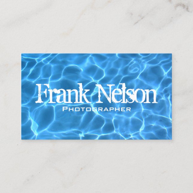 Aqua Blue Swimming Pool Water Photo Business Card (Front)