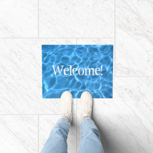 Aqua Blue Swimming Pool Water Photo Doormat