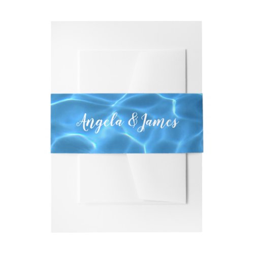 Aqua Blue Swimming Pool Water Photo Invitation Belly Band