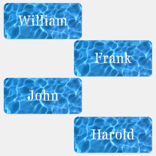Aqua Blue Swimming Pool Water Photo Kids' Labels