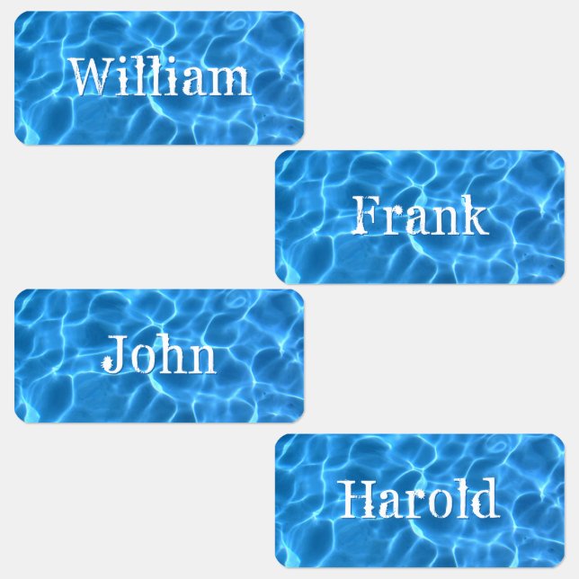 Aqua Blue Swimming Pool Water Photo Kids' Labels (Group)