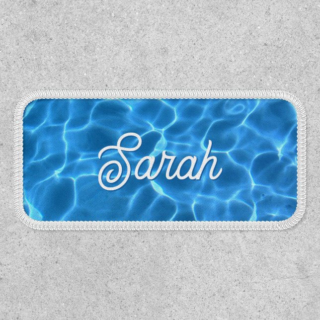 Aqua Blue Swimming Pool Water Photo Name Patch (Front)