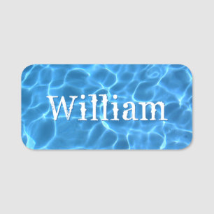 Aqua Blue Swimming Pool Water Photo Name Tag