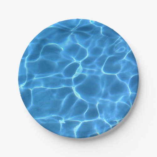 Aqua Blue Swimming Pool Water Photo Paper Plates